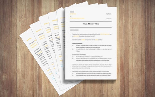 Example Consent Order Templates including Minute of Consent Orders